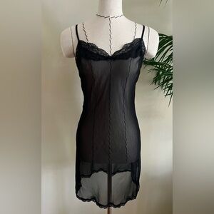 Victoria's Secret Sheer Black Lace Chemise Cami | Size M